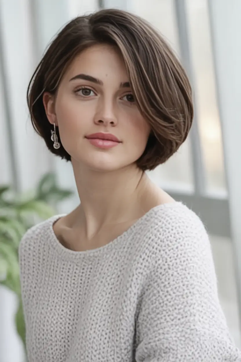 Fall bob haircut ideas 2025 Classic Soft Bob with Side Sweep