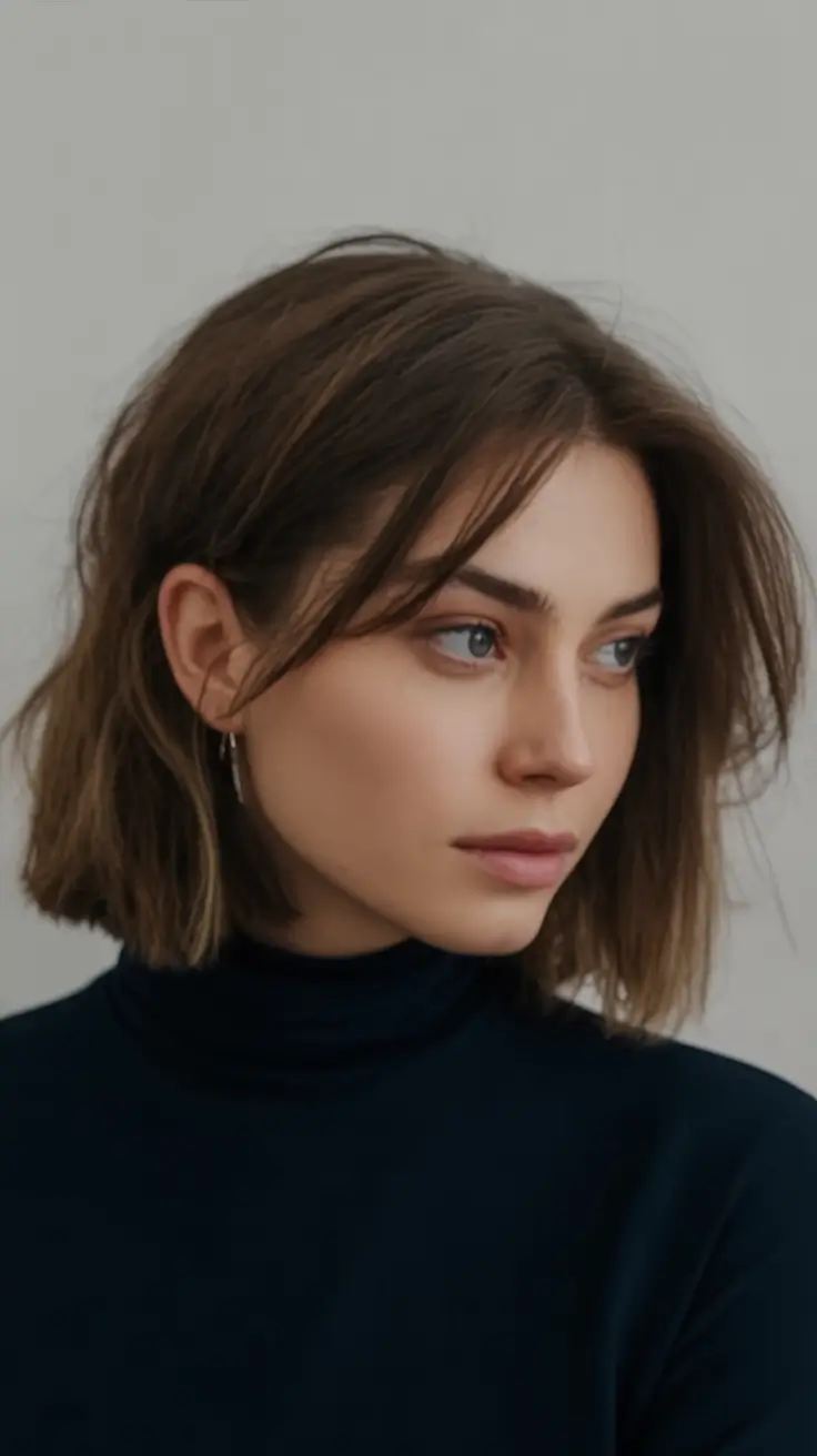 Fall bob haircut ideas 2025 Textured Bob With Curtain Bangs