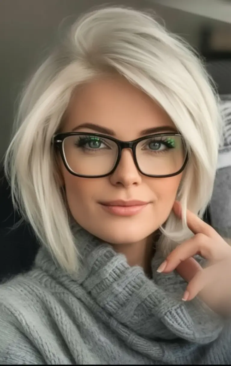 Fall bob haircut ideas 2025 Layered Platinum Bob With Side Volume