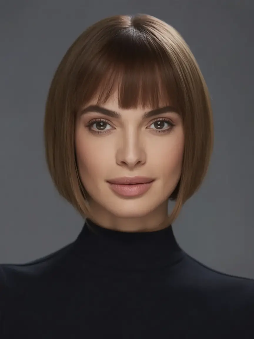 Fall bob haircut ideas 2025 Sculpted Brunette Bob With Micro Fringe