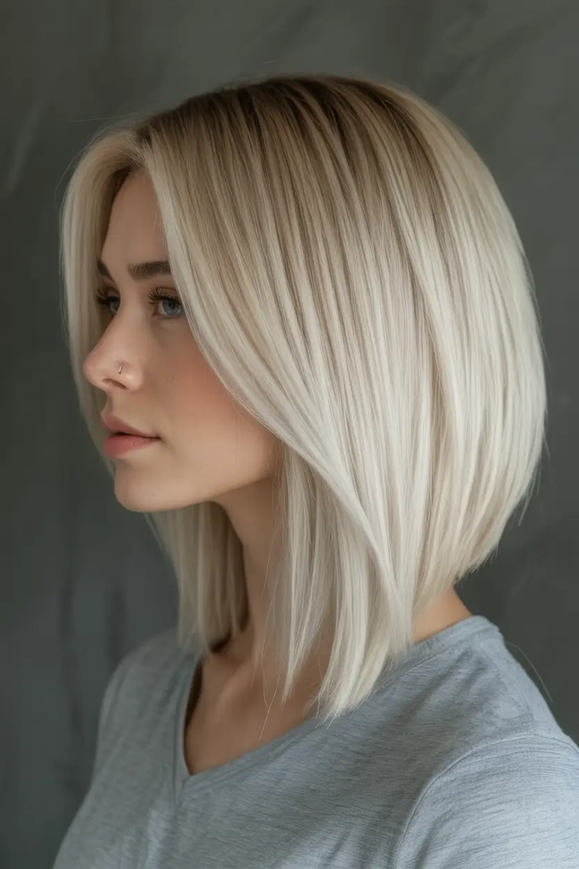 Fall bob haircut ideas 2025 Layered Inverted Bob With Ice Blonde Color
