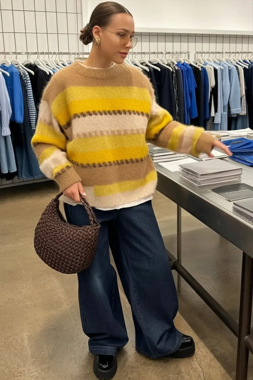 2025 Fall Casual Looks and outfits Ideas Golden Hour Stripes And Denim Ease