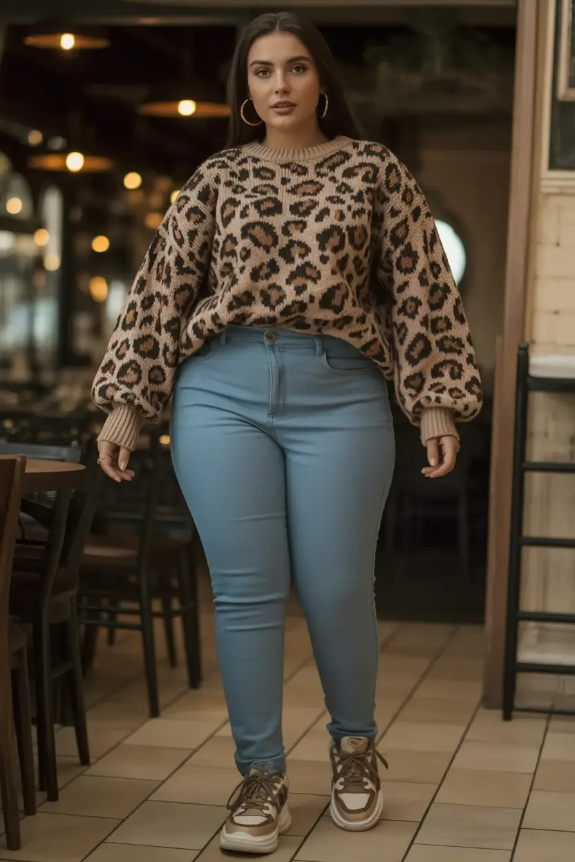 2025 Fall Casual Looks and outfits Ideas Leopard & Light Denim Vibes