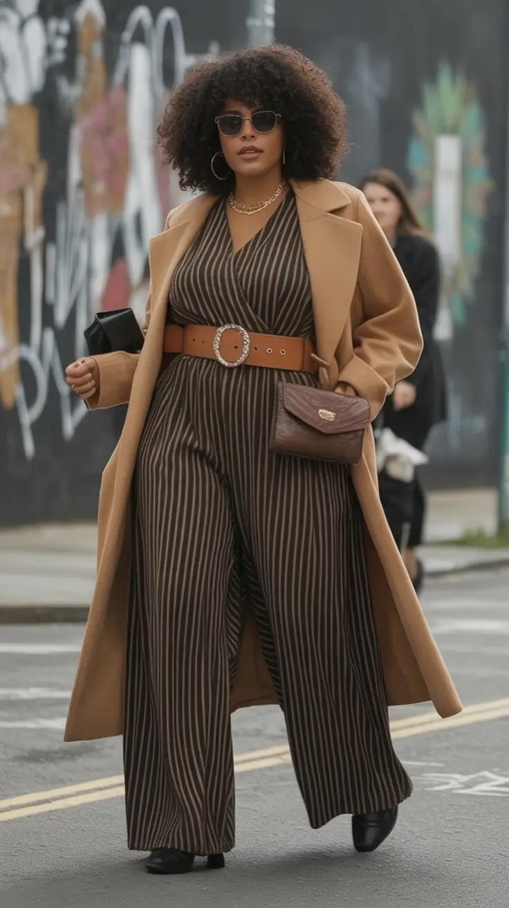 2025 Fall Casual Looks and outfits Ideas Pinstripe Power Jumpsuit