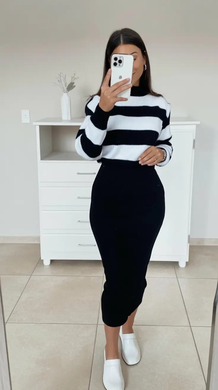 Fall Fashion Refresh - New outfits Ideas for 2025 Monochrome Knit With Sporty Flair