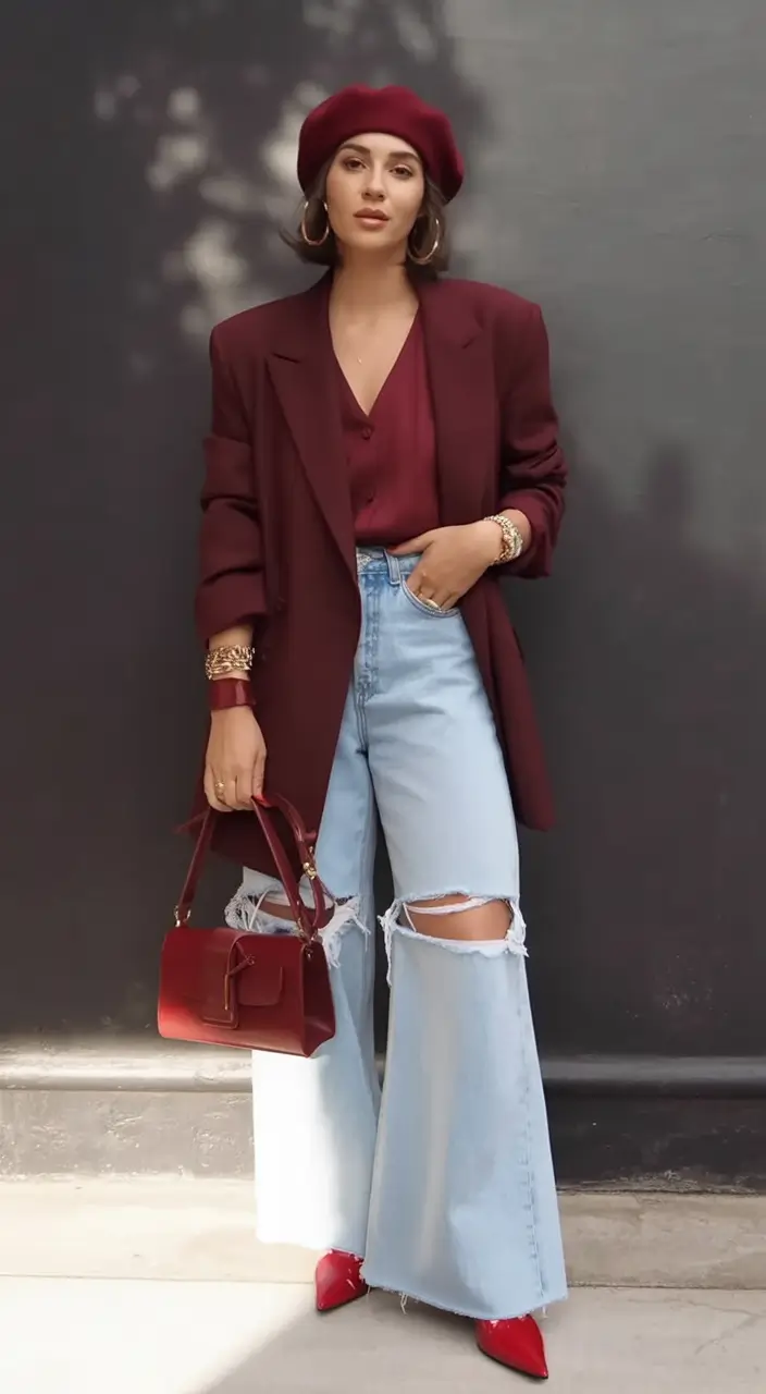 fall fashion trends for women 2025 Wine-Toned Power Play