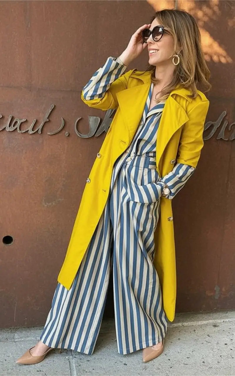 fall fashion trends for women 2025 Striped Play with Saturated Sunshine