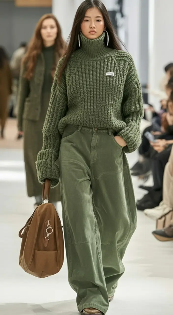 fall fashion trends for women 2025 Monochrome Military Green
