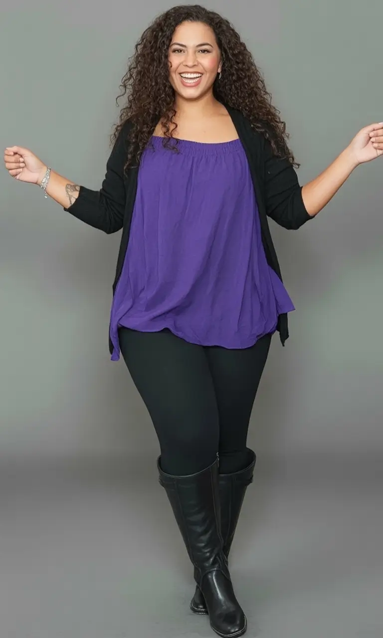 fall outfits latina women - cute ideas 2025 Cozy Confidence in Violet and Black