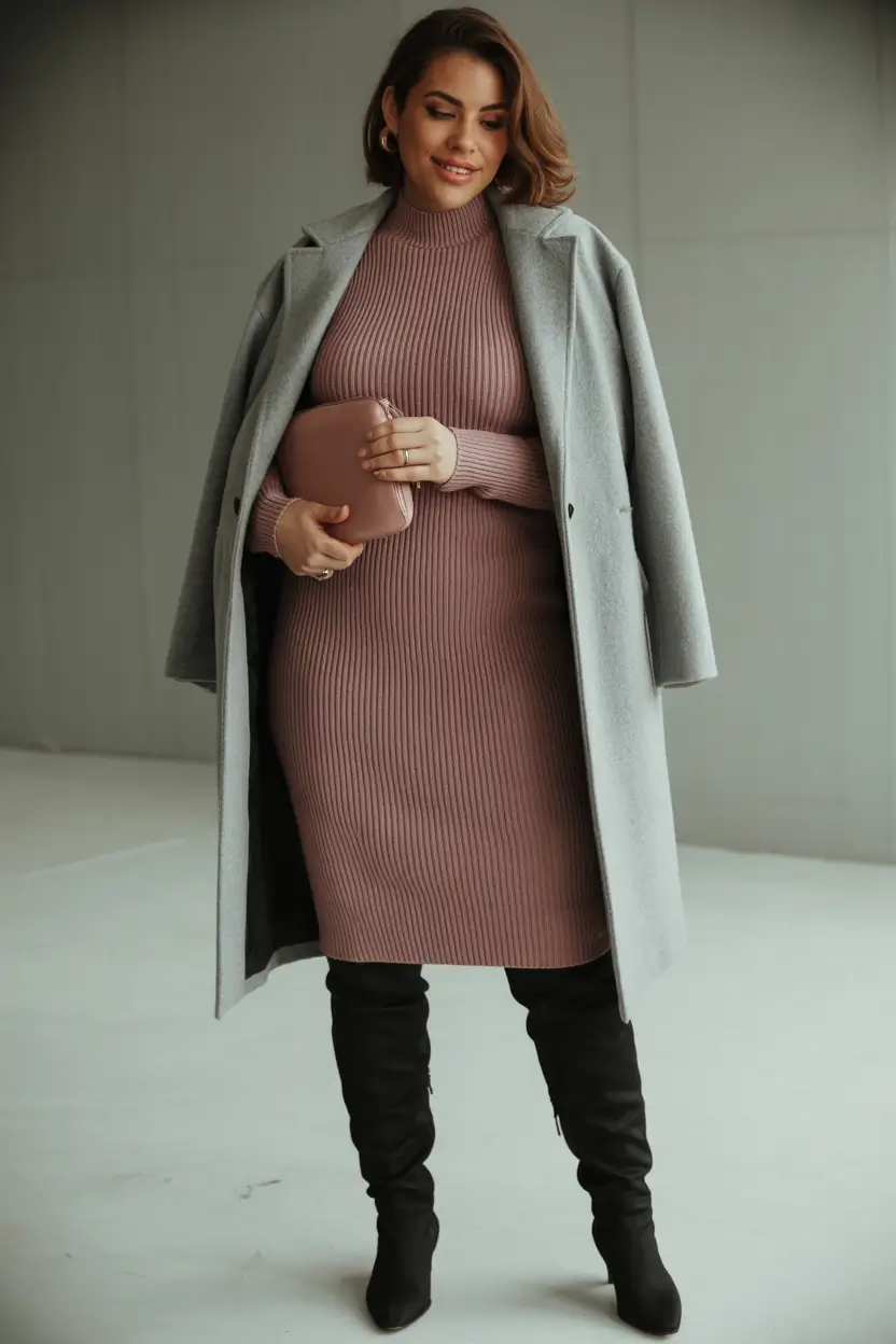 fall outfits latina women - cute ideas 2025 Muted Elegance in Mauve and Gray