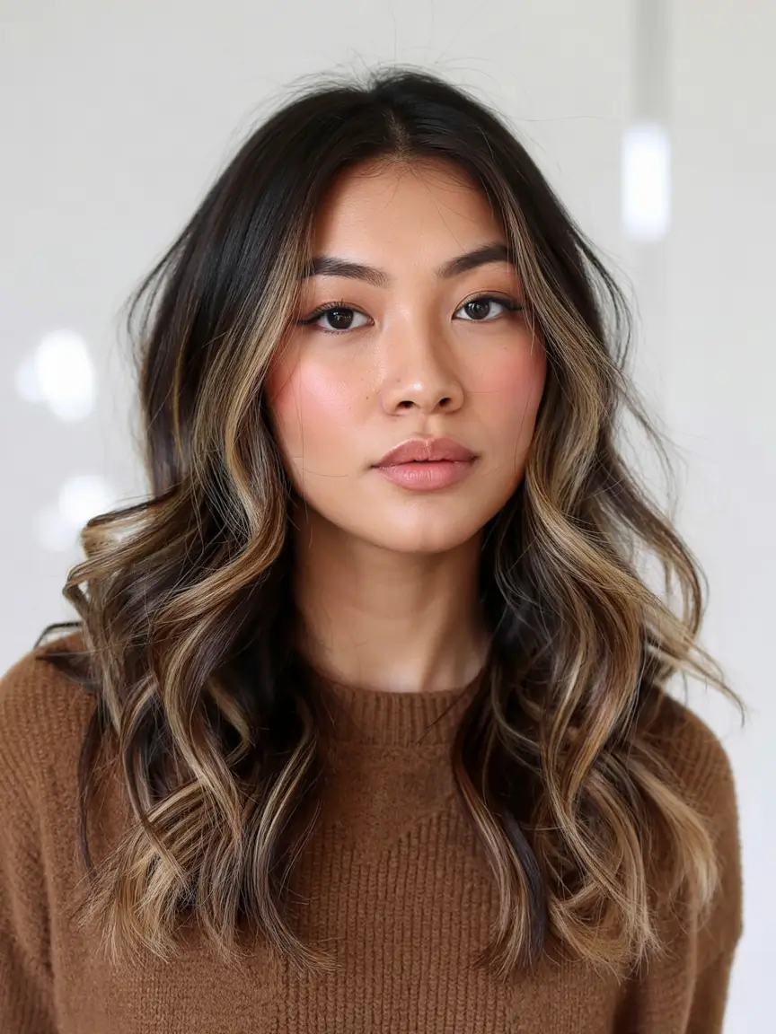 Fall-Inspired Hair Color for Brunettes in 2025 Cool-Toned Brunette with Ashy Babylights