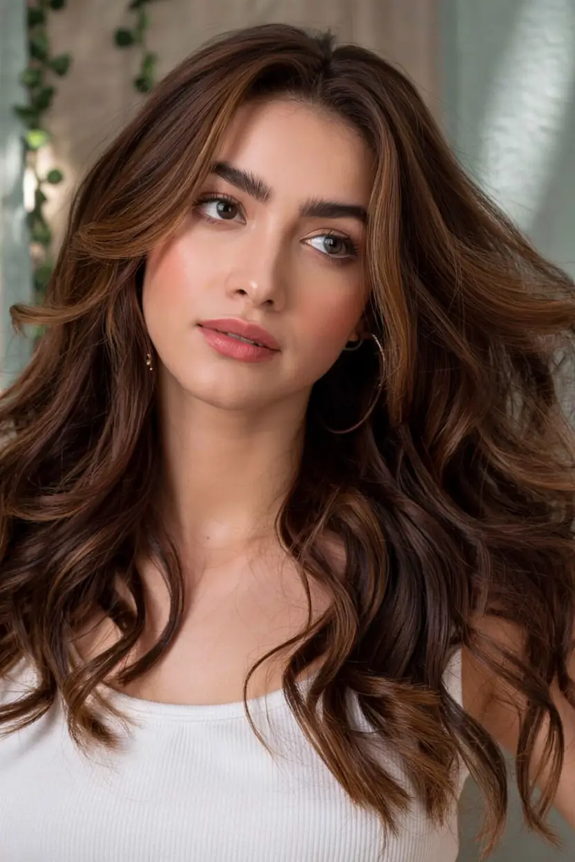 Fall-Inspired Hair Color for Brunettes in 2025 Soft Layers with Medium Chocolate Tones
