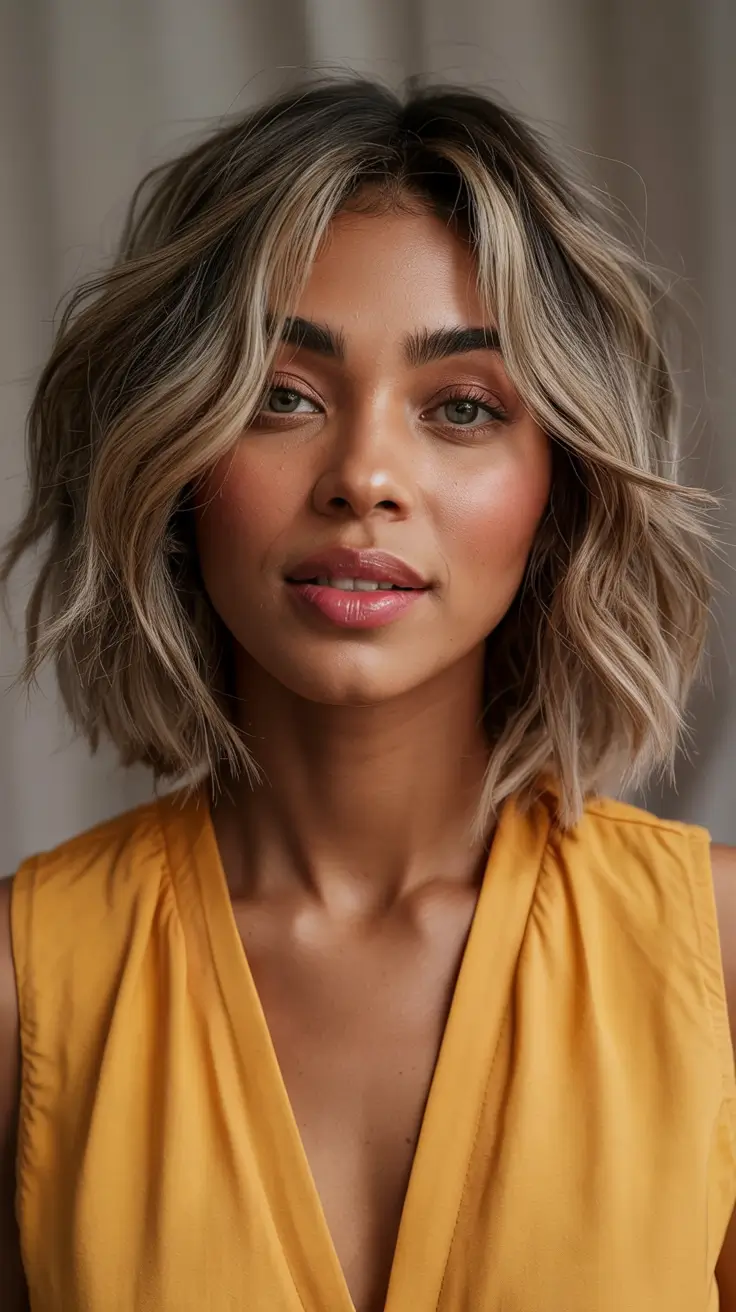 Fall-Inspired Hair Color for Brunettes in 2025 Ashy Blonde Bob for an Edgy Fall Look