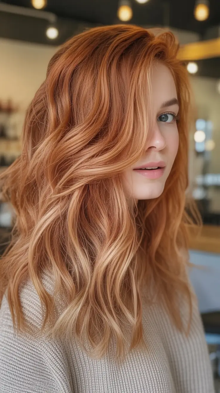 Must-Try Fall Red Hair Colors for Redheads 2025 Golden Peach Balayage Glow