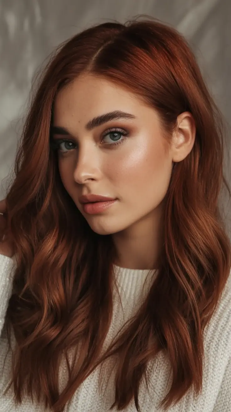 Must-Try Fall Red Hair Colors for Redheads 2025 Burnished Auburn with Smoky Depth