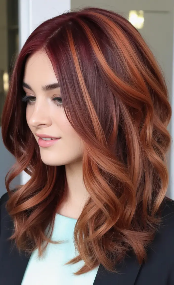 Must-Try Fall Red Hair Colors for Redheads 2025 Cranberry Spice with Sliced Highlights