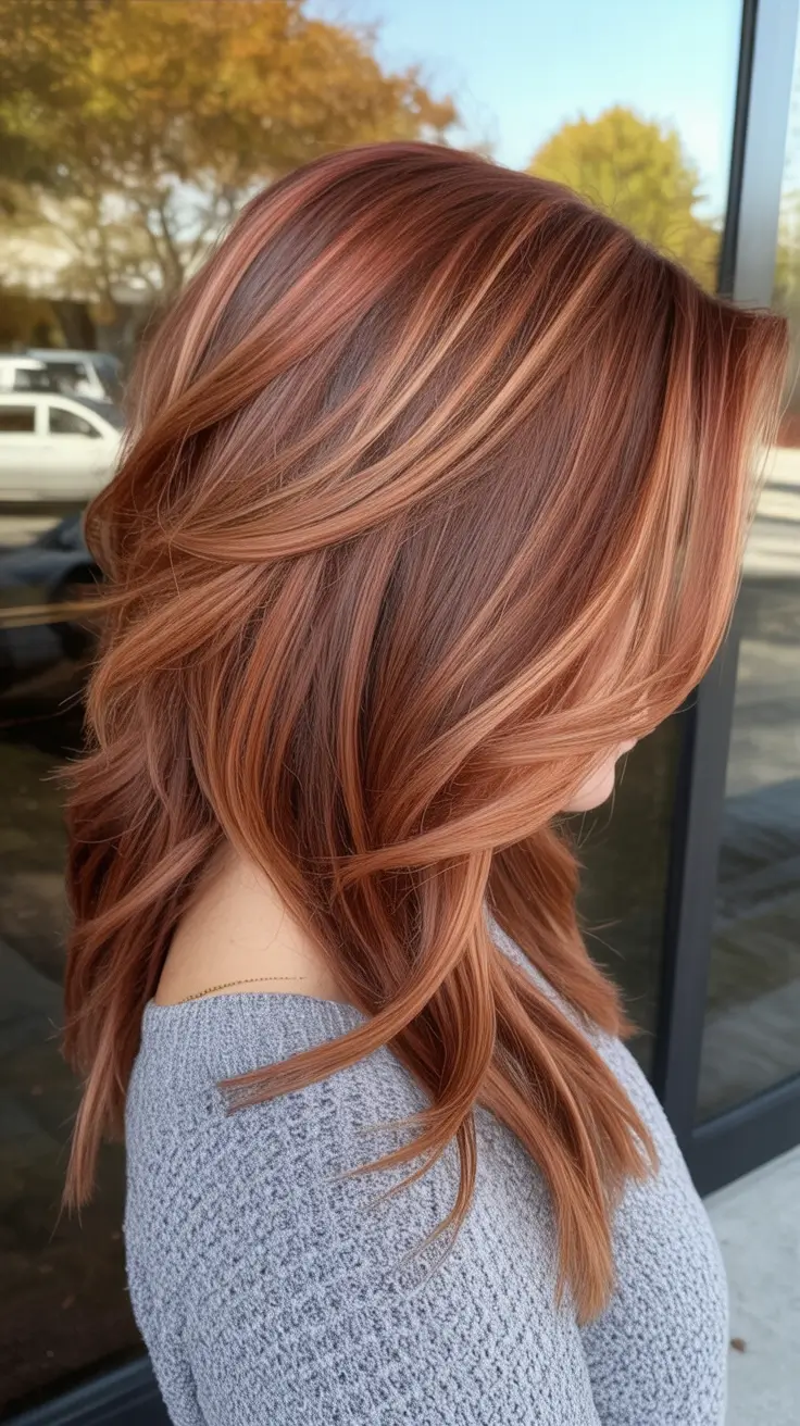 Must-Try Fall Red Hair Colors for Redheads 2025 Toffee Highlights with Soft Cinnamon Base