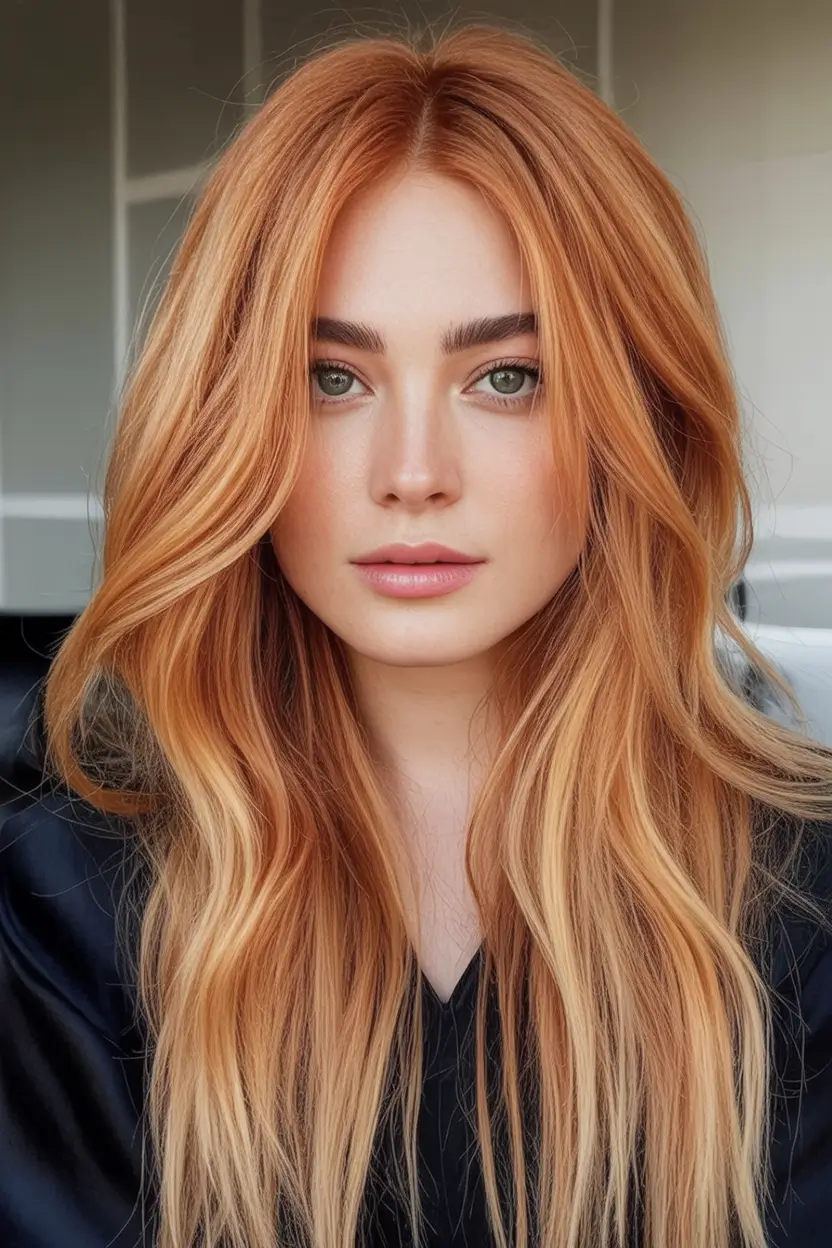 Must-Try Fall Red Hair Colors for Redheads 2025 Amber Fall Melt with Natural Texture