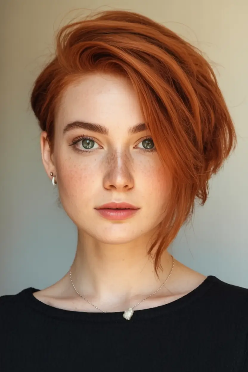 Must-Try Fall Red Hair Colors for Redheads 2025 Elegant Autumn Undercut with Auburn Sweep