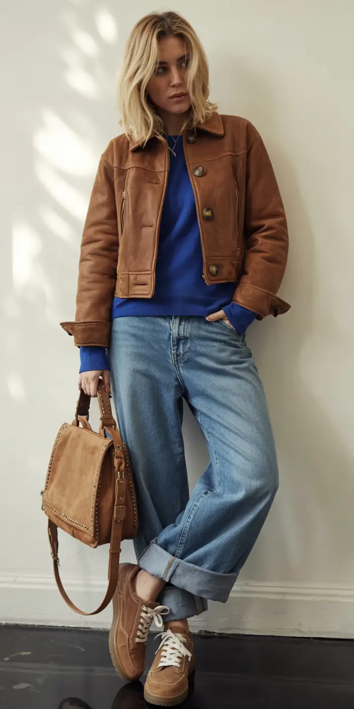 new ideas 2025 fall style for women Soft Utility with a Pop of Royal Blue