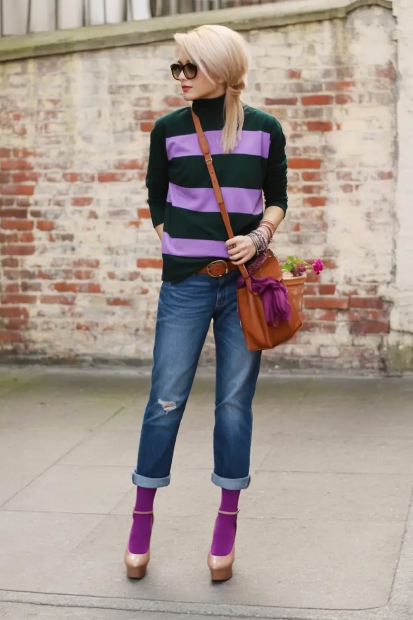 outfits Ideas for Early Fall 2025 Playful Stripes with a Bold Kick