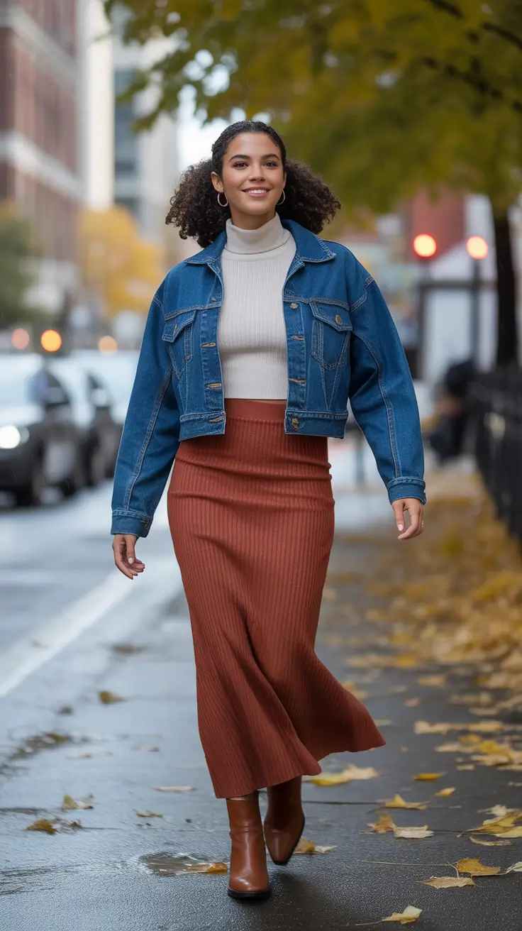 outfits Ideas for Early Fall 2025 Streetwise in Denim & Rust