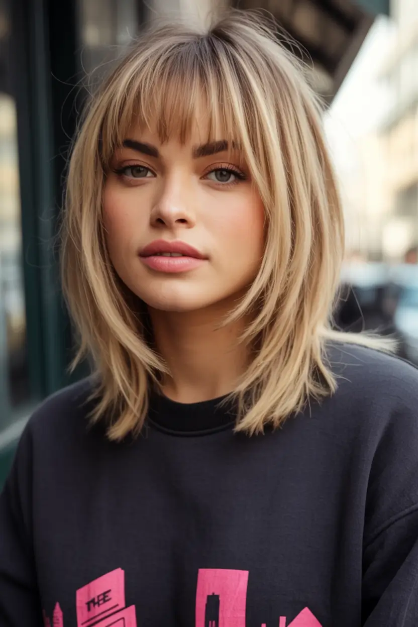 Oval Face Haircuts to Try in Fall 2025 Choppy Shag With Playful Bangs