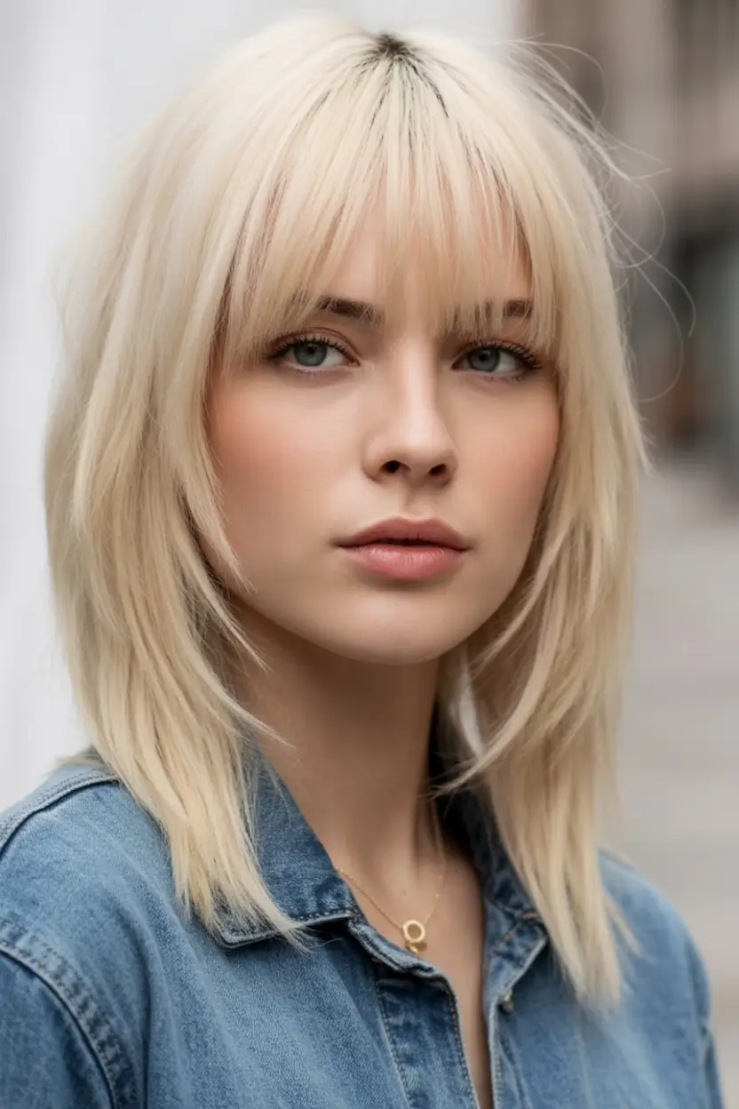 Oval Face Haircuts to Try in Fall 2025 Platinum Textured Layers With Fringe