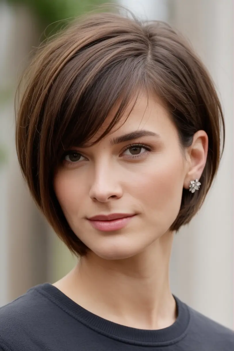 Oval Face Haircuts to Try in Fall 2025 Polished Tapered Bob With Micro Layers