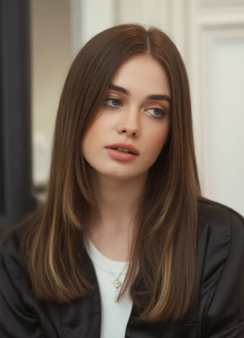 Oval Face Haircuts to Try in Fall 2025 Sleek Long Layers With Subtle Highlights