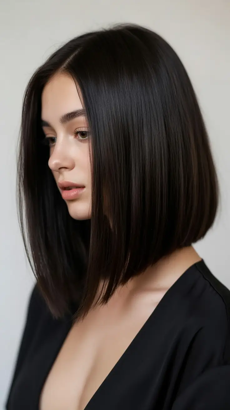 Oval Face Haircuts to Try in Fall 2025 Precision Blunt Bob With Sleek Finish