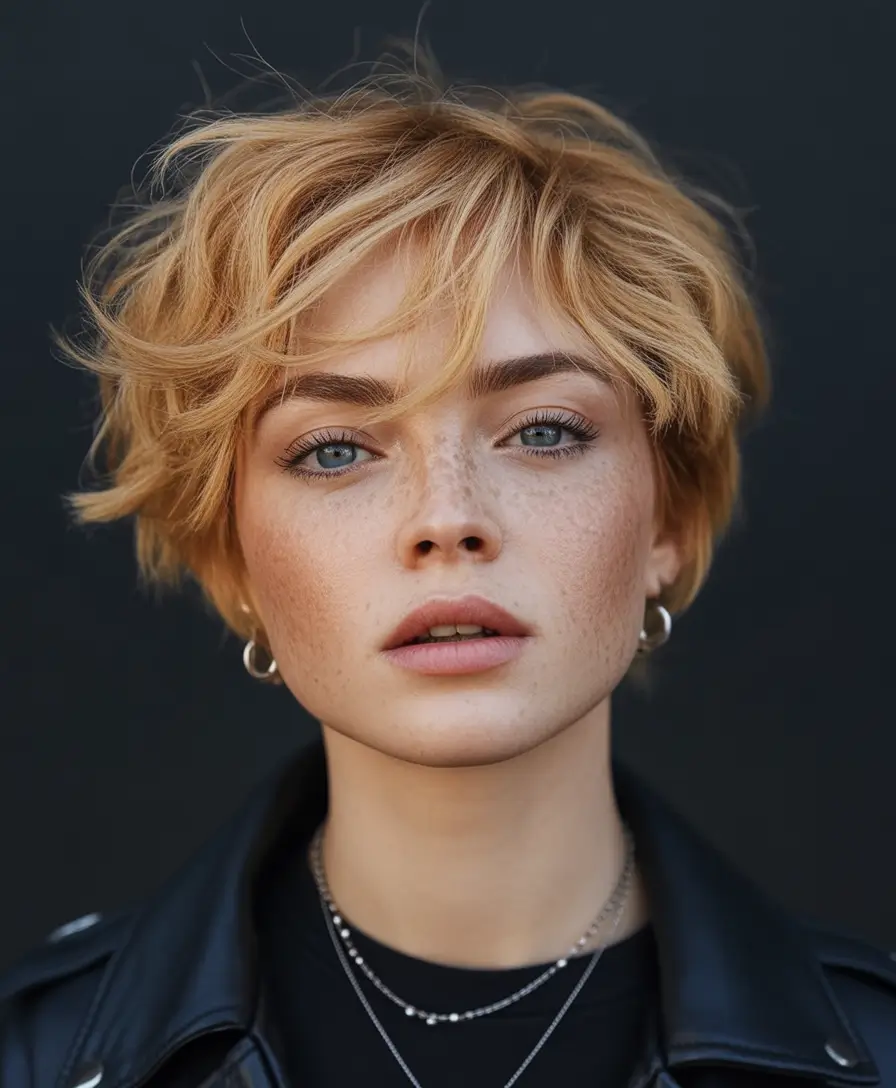 Trendy Fall 2025 Haircuts for Chubby Face Shapes Soft Layers with a Wind-Tossed Finish