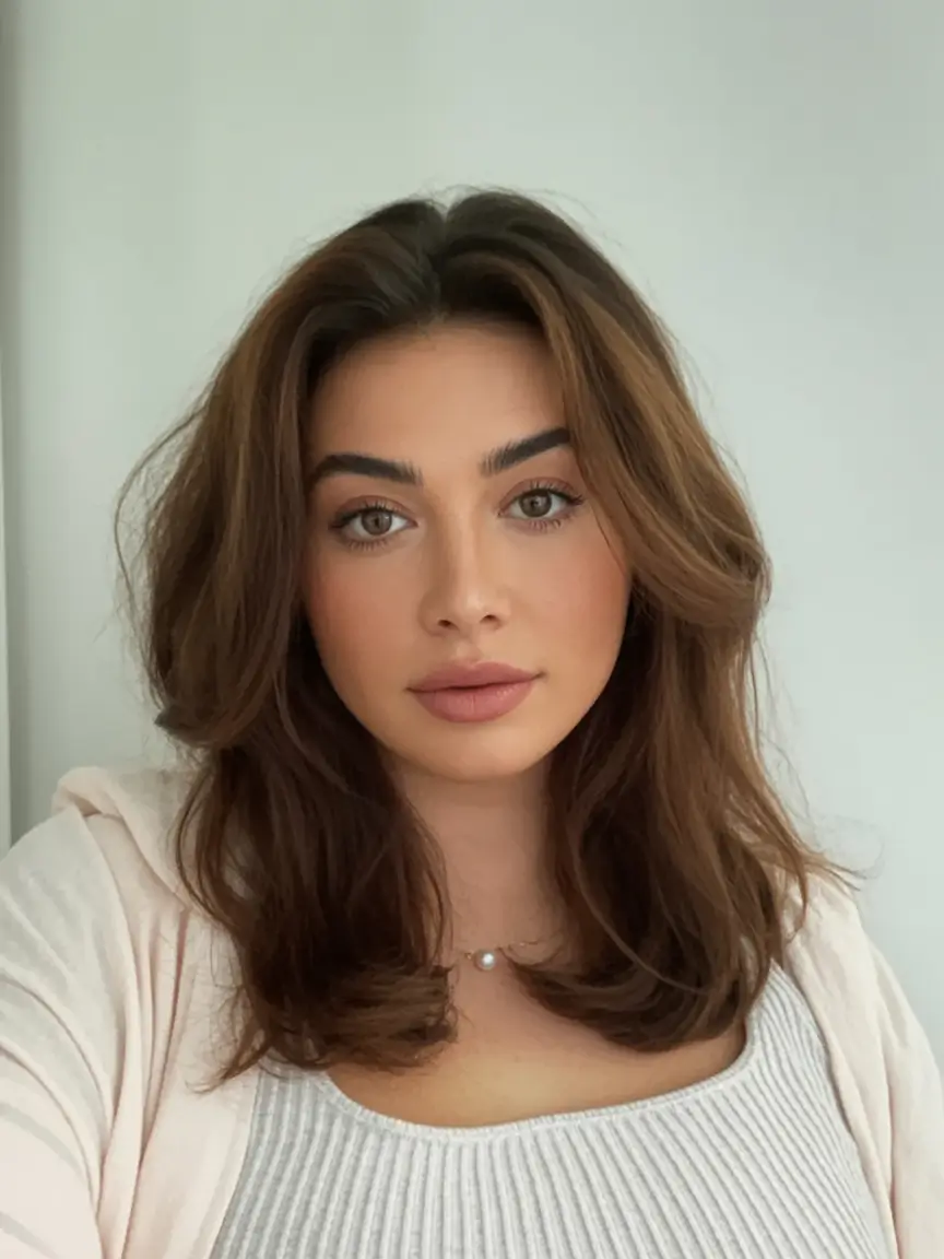 Trendy Fall 2025 Haircuts for Chubby Face Shapes Face-Framing Mid-Length Layers