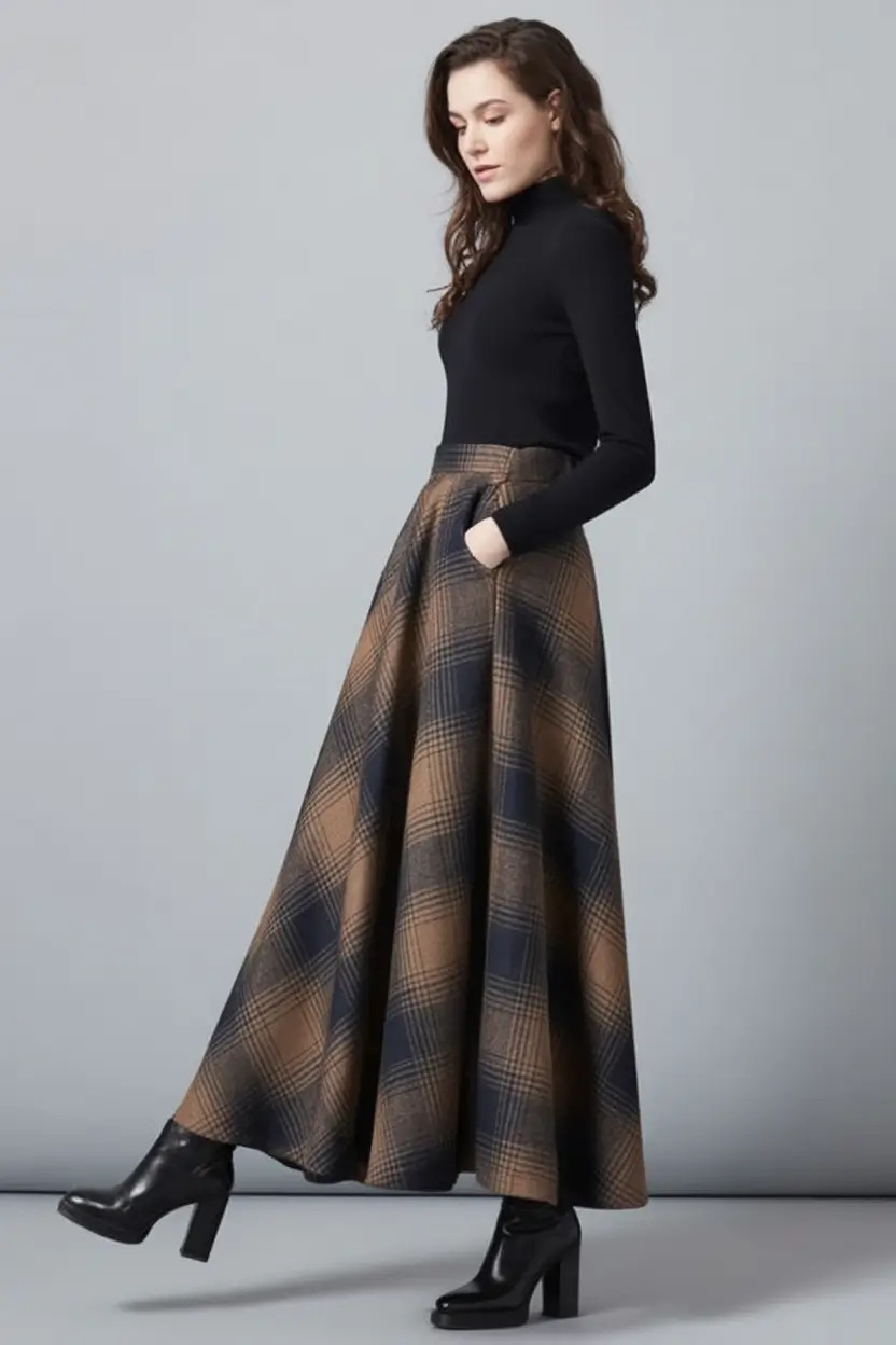 trendy fall outfits ideas 2025 Retro Drama in Plaid Perfection