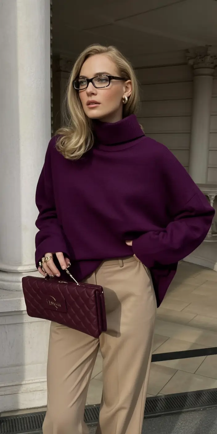 trendy fall outfits ideas 2025 Berries and Beige but Make It Bold