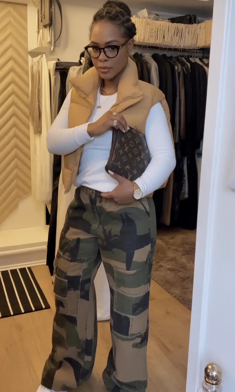 Trendy fall outfits Ideas for black women in 2025 Camo Cargo Meets Elevated Street Utility
