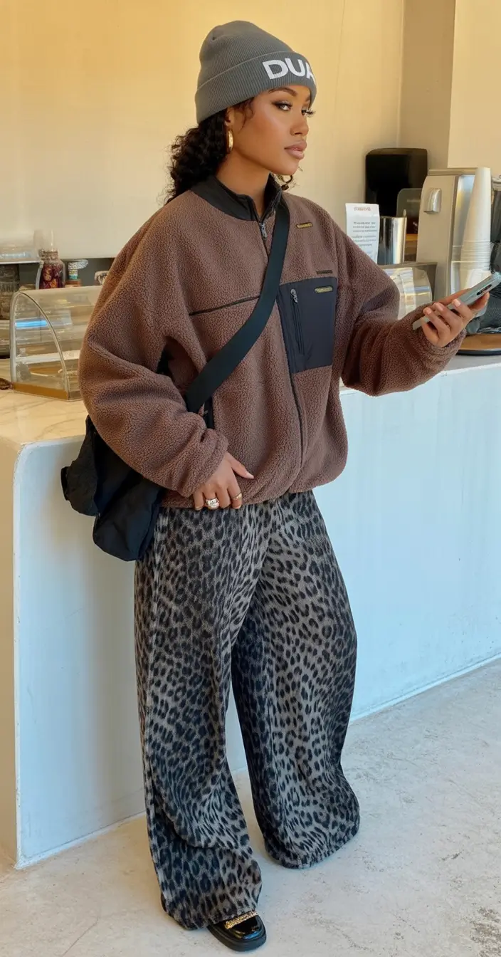 Trendy fall outfits Ideas for black women in 2025 Effortless Neutrals with Leopard Energy