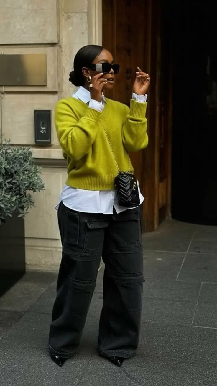 Trendy fall outfits Ideas for black women in 2025 Chartreuse Layers for the Win