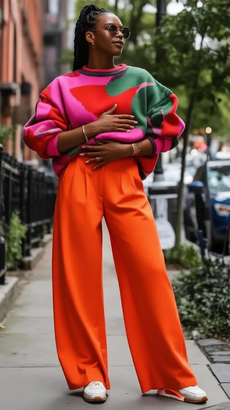 Trendy fall outfits Ideas for black women in 2025 Color Block with Confidence