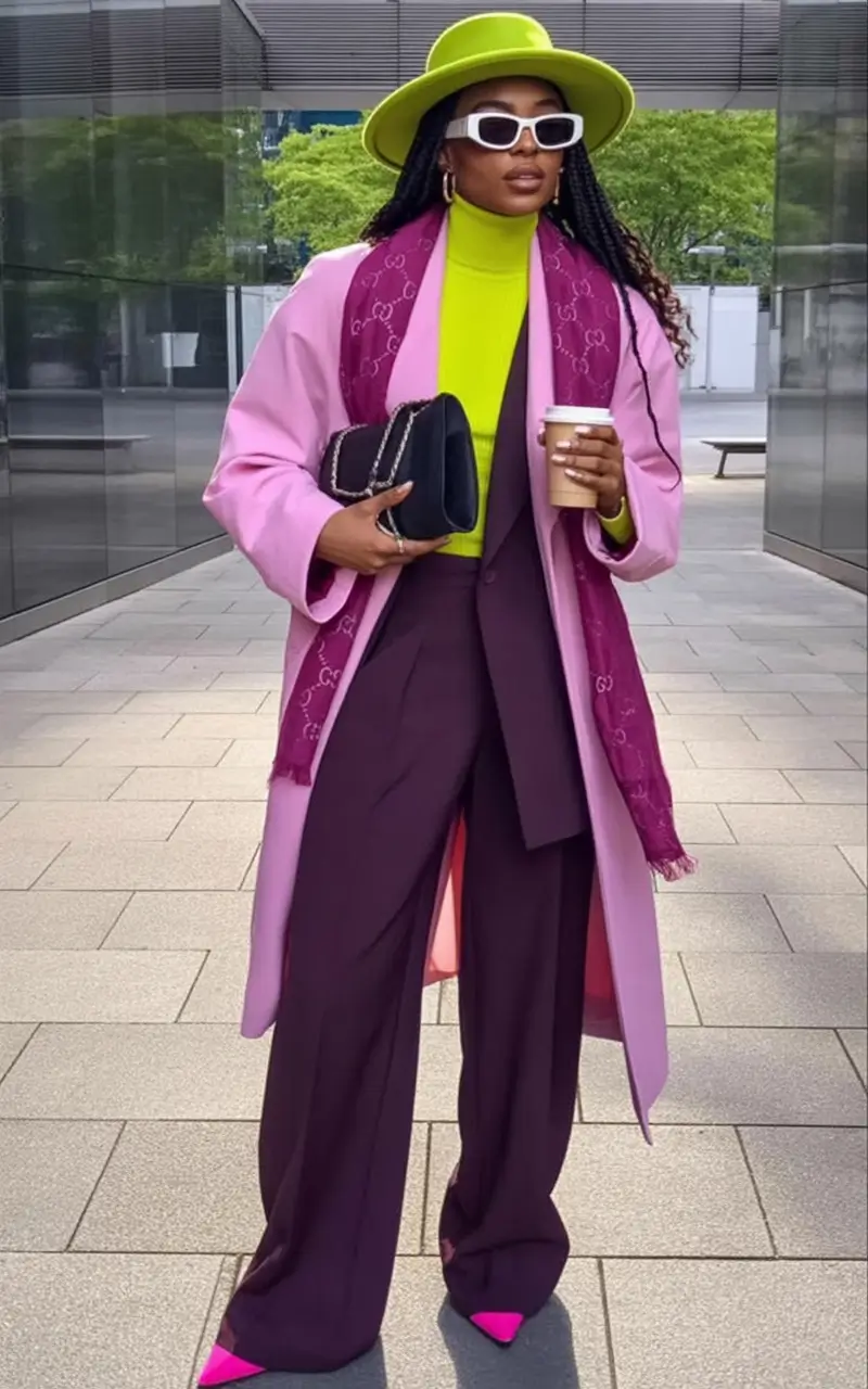 Trendy fall outfits Ideas for black women in 2025 Retro Royal in Magenta and Lime