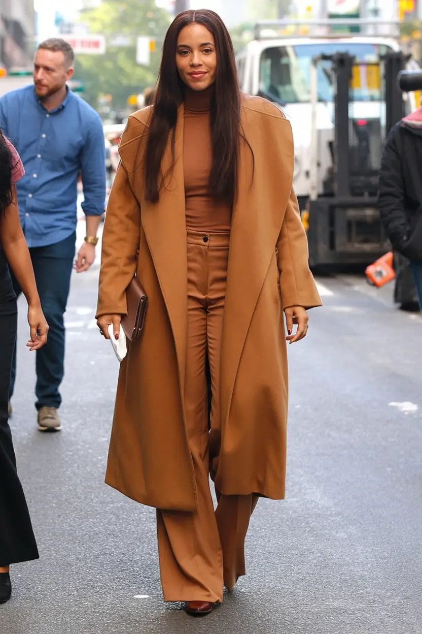 Trendy fall outfits Ideas for black women in 2025 Monochrome Caramel Power