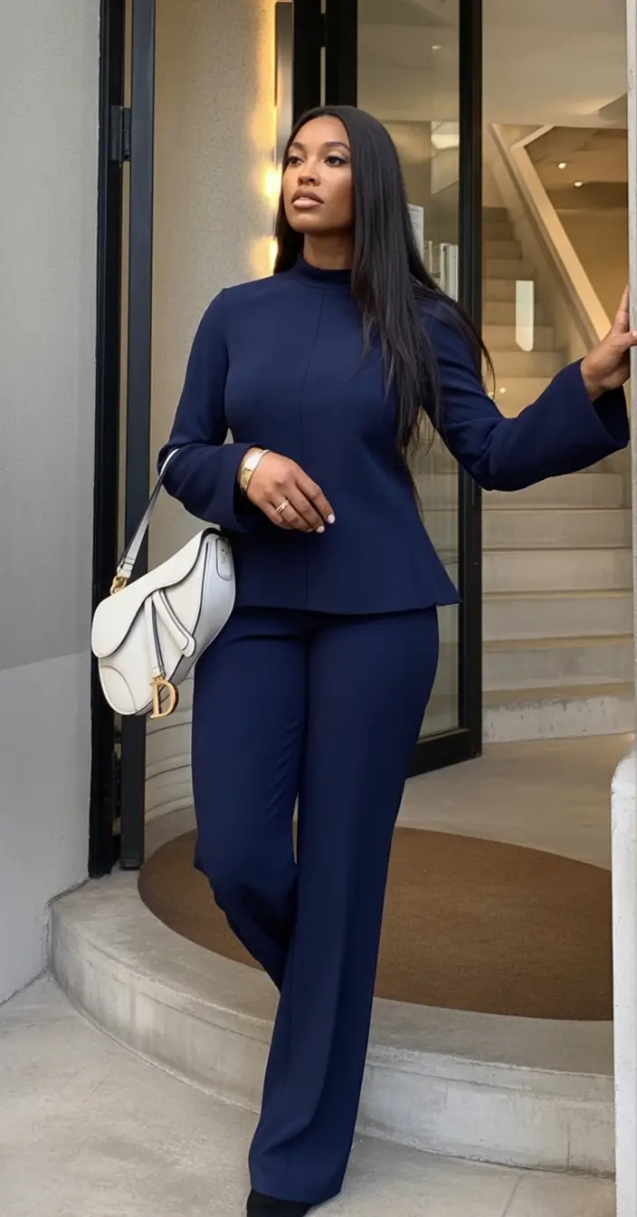 Trendy fall outfits Ideas for black women in 2025 Tailored Navy and Clean Lines
