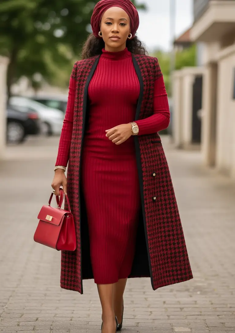 Trendy fall outfits Ideas for black women in 2025 Crimson Elegance with Heritage Flair