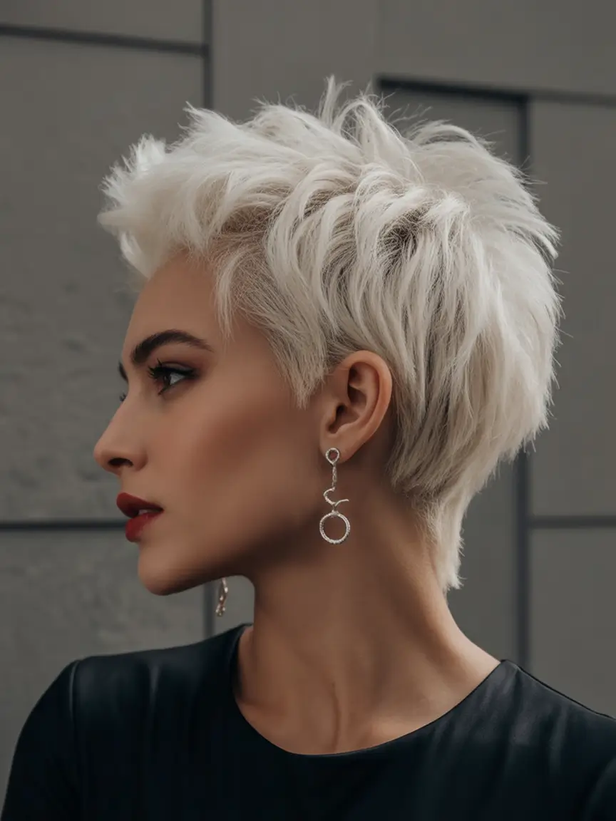 Trendy Pixie Haircuts to Try This Fall 2025 Icy White Pixie with Volumized Crown