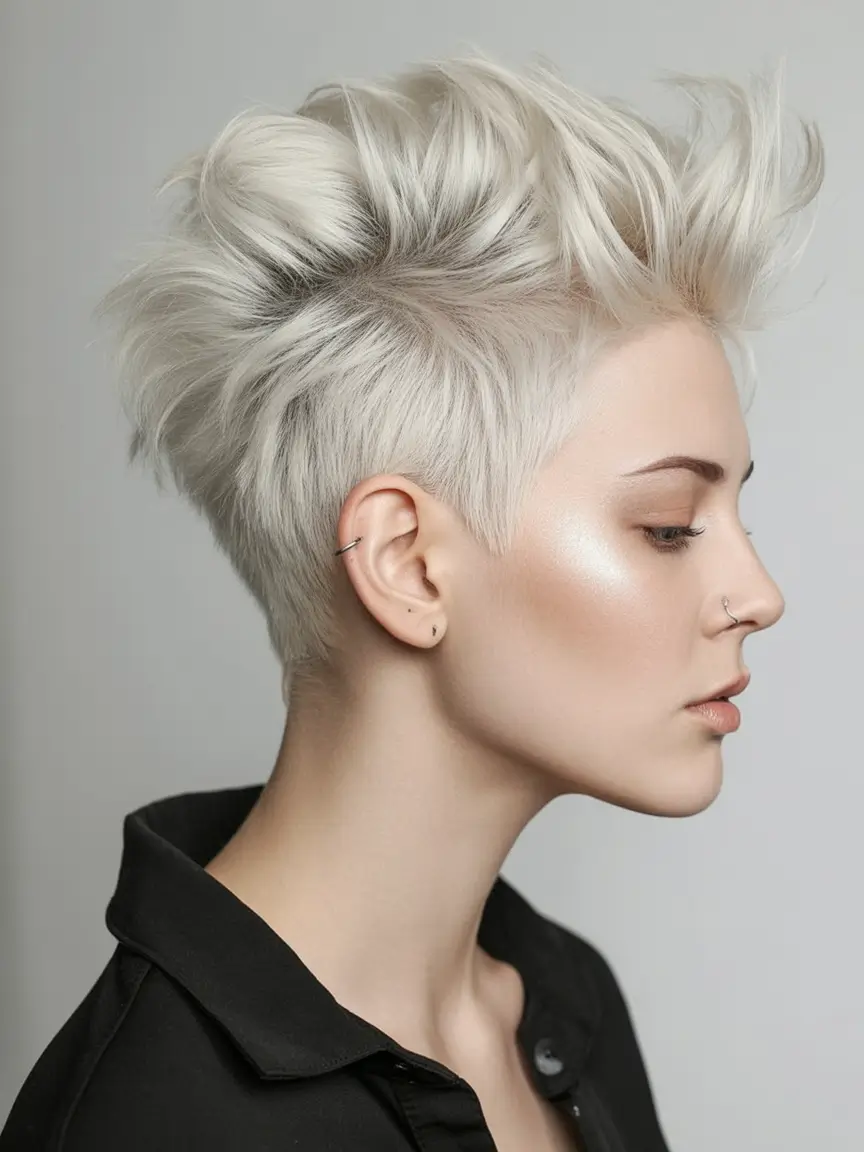 Trendy Pixie Haircuts to Try This Fall 2025 Textured Ice Pixie with Fierce Volume