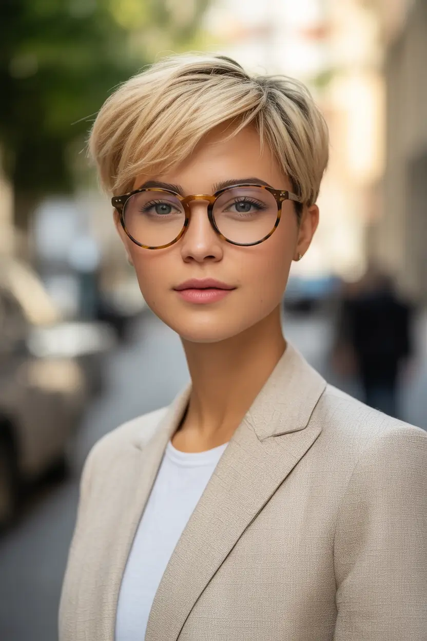 Trendy Pixie Haircuts to Try This Fall 2025 Academic Blonde Pixie with Soft Layers