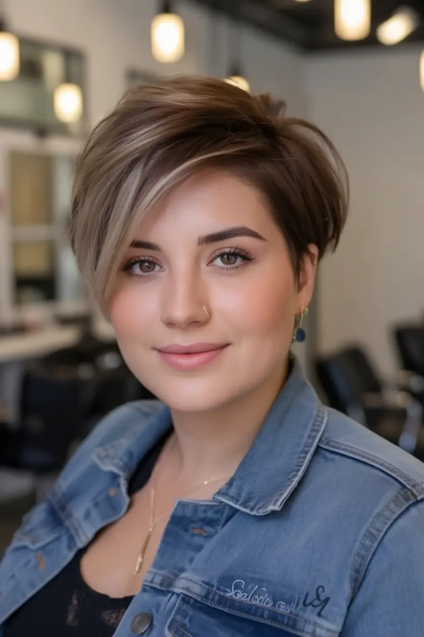 Trendy Pixie Haircuts to Try This Fall 2025 Voluminous Asymmetrical Pixie with Mushroom Tones