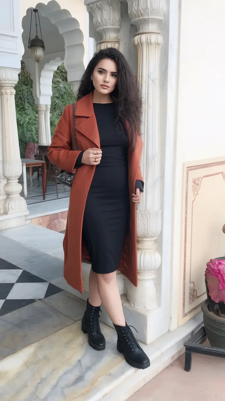Warm Fall outfits Inspiration 2025 Rust and Noir Sleek Meets Strong