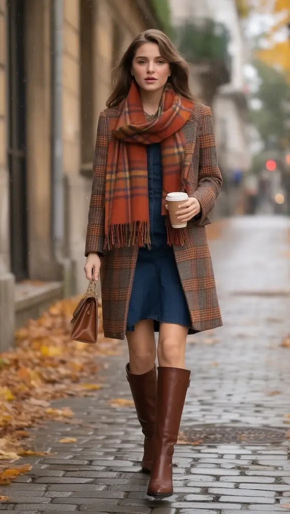 Warm Fall outfits Inspiration 2025 Classic Autumn Layers in Plaid and Leather