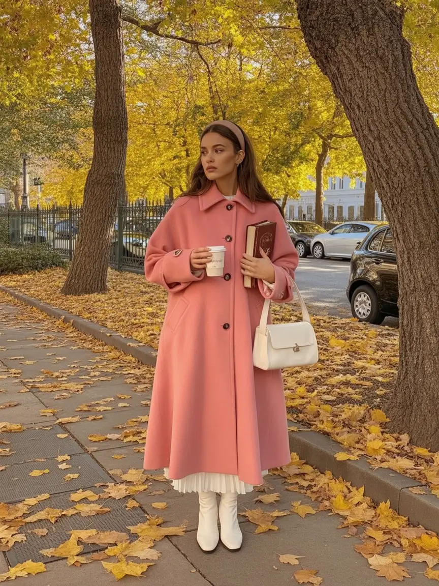 Warm Fall outfits Inspiration 2025 Soft Feminine Flair in Rosy Wool